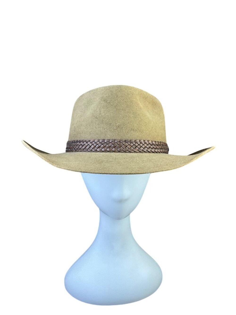 Akubra Mens Fawn Pure Fur Felt Snowy River Hat Australian-Made Western Sz 61